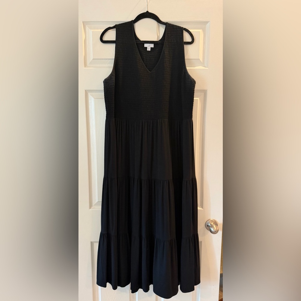 J. Jill Smocked V-Neck Tiered Maxi Dress